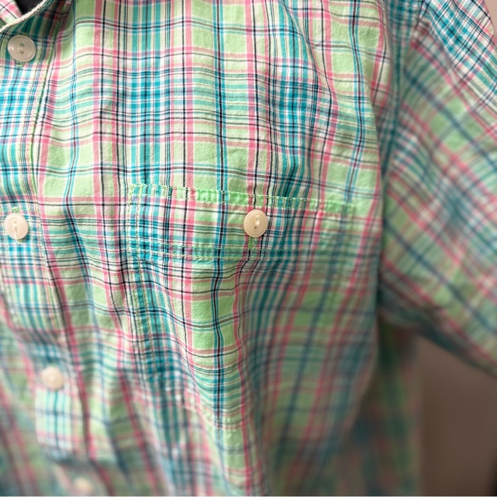 Cremeux Classics Men's Plaid Shirt - Green and Pink. Size Large - Picture 2 of 9